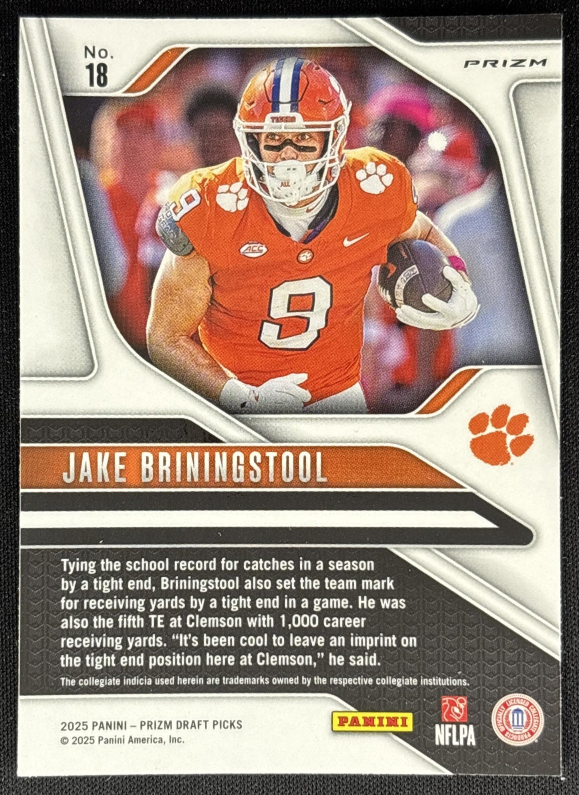 Jake Briningstool 2025 Panini Prizm Draft Picks Red Ice Tigers Chiefs Sports Trading Card