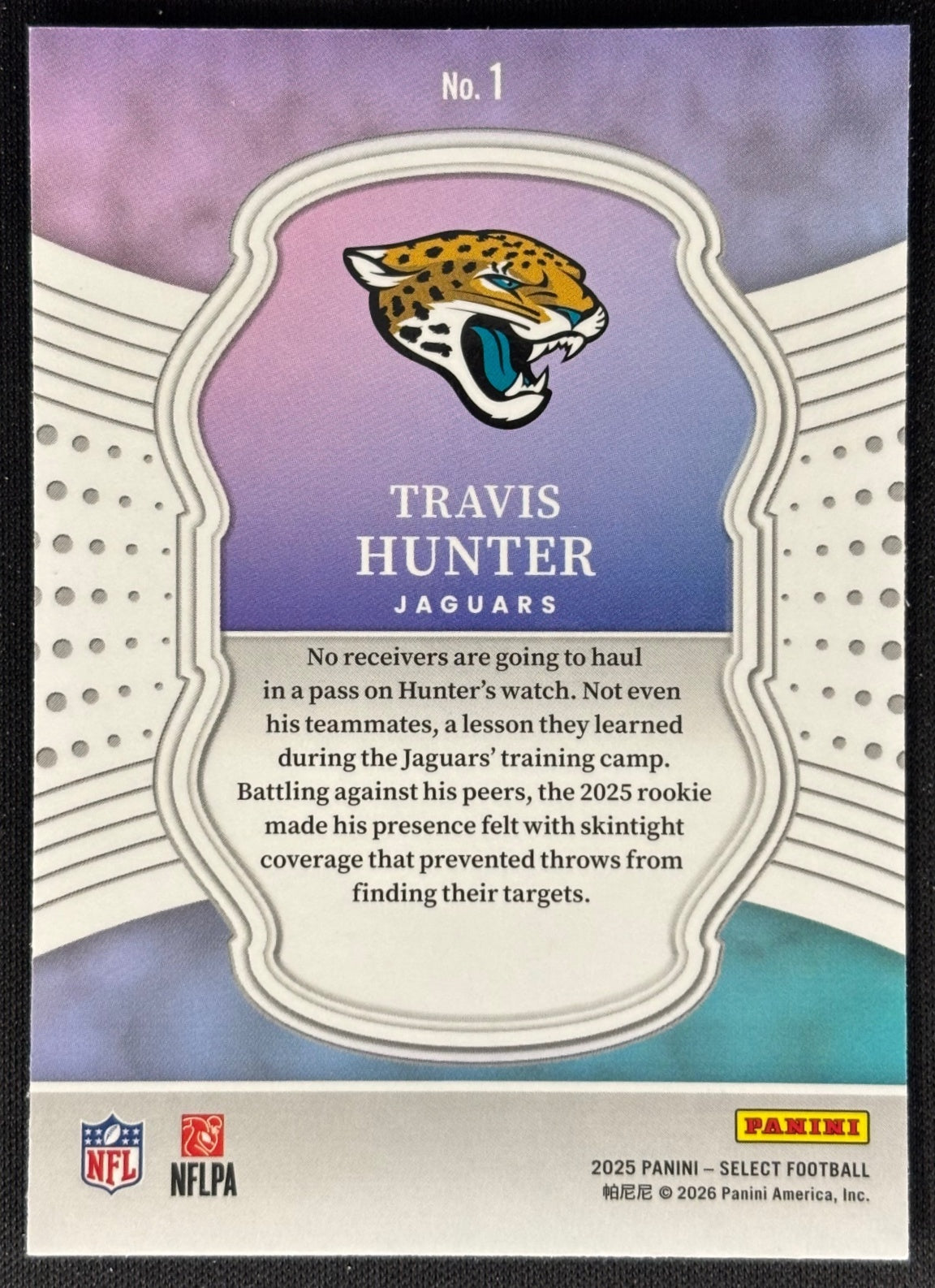 Travis Hunter 2025 Select Certified Rookies Jaguars Sports Trading Card