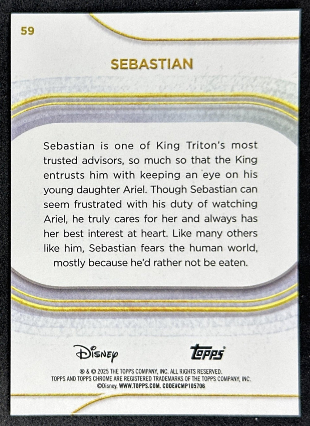 Sebastian 2025 Topps Chrome Disney Non-Sport Trading Cards