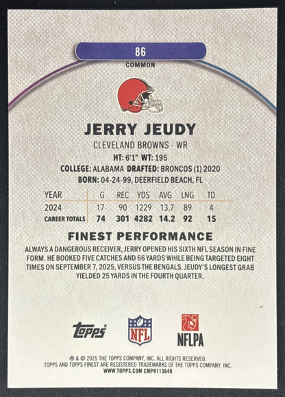 Jerry Jeudy 2025 Topps Finest Purple Refractor /250 Browns back