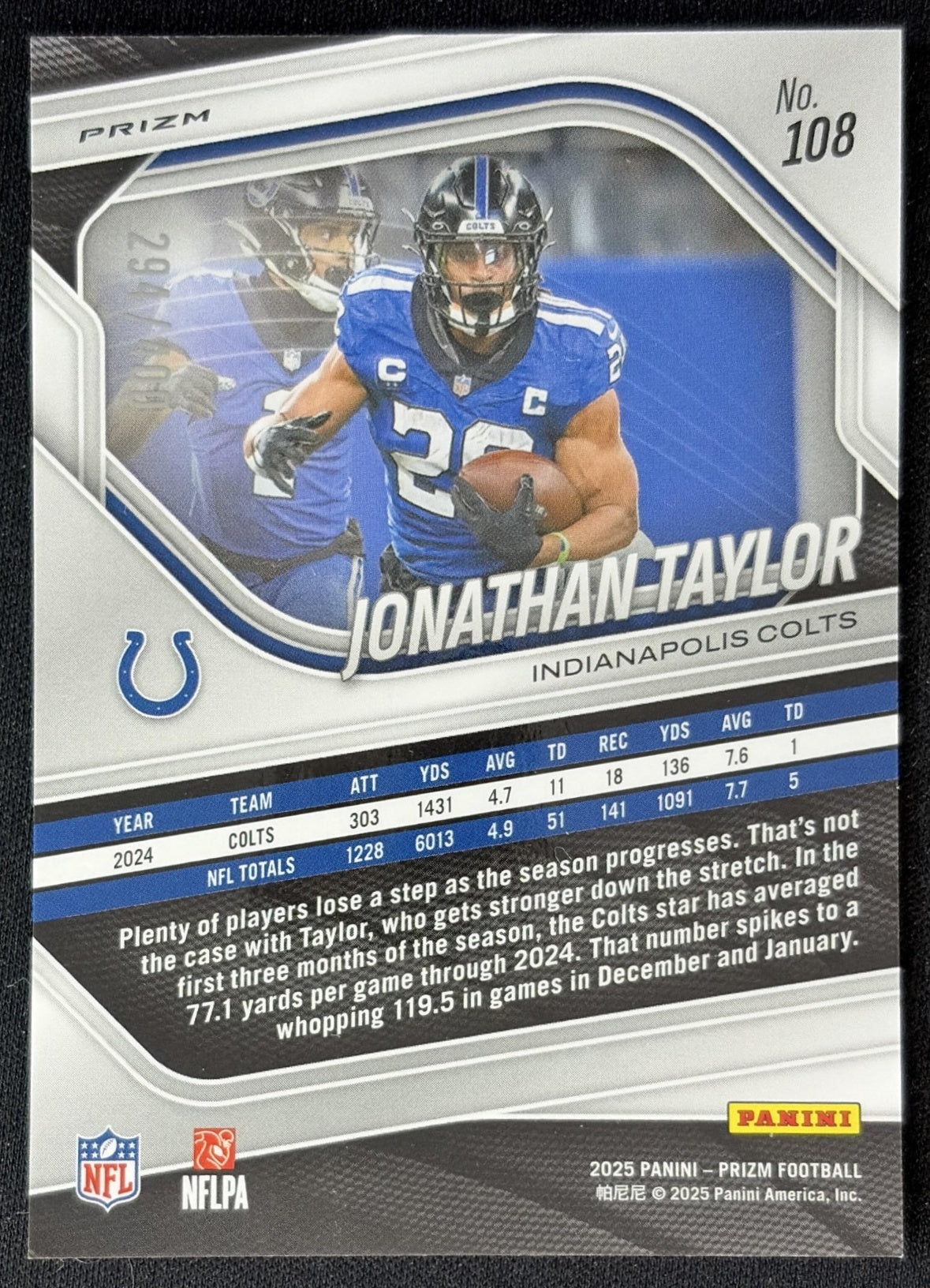 Jonathan Taylor 2025 Panini Prizm Pandora /400 Colts Football