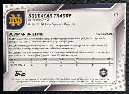 Boubacar Traore 2025 Chrome University Prospects Lime Green Mini-Diamond Refractor /275 Fighting Irish