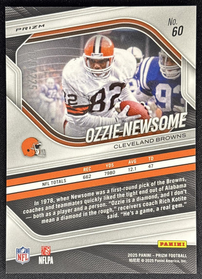 Ozzie Newsome 2025 Panini Prizm Purple Ice /225 Browns back