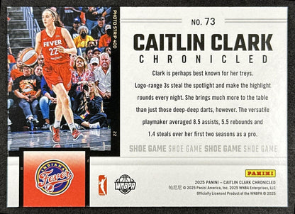 Caitlin Clark 2025 Panini Chronicled Shoe Game Holo Fever 73 Indiana Fever