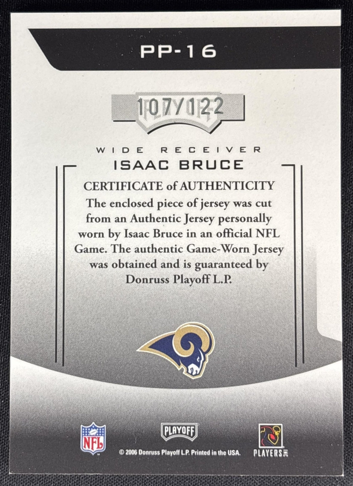 Isaac Bruce 2006 Playoff Prestige Prestigious Pros Jerseys Bronze /122 Rams