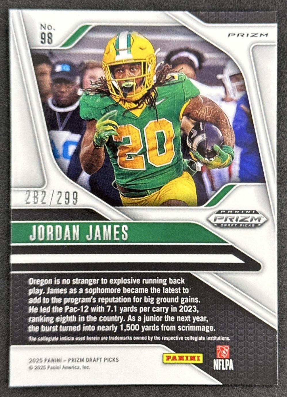 Jordan James 2025 Panini Prizm Draft Picks Blue Wave /299 49ers back