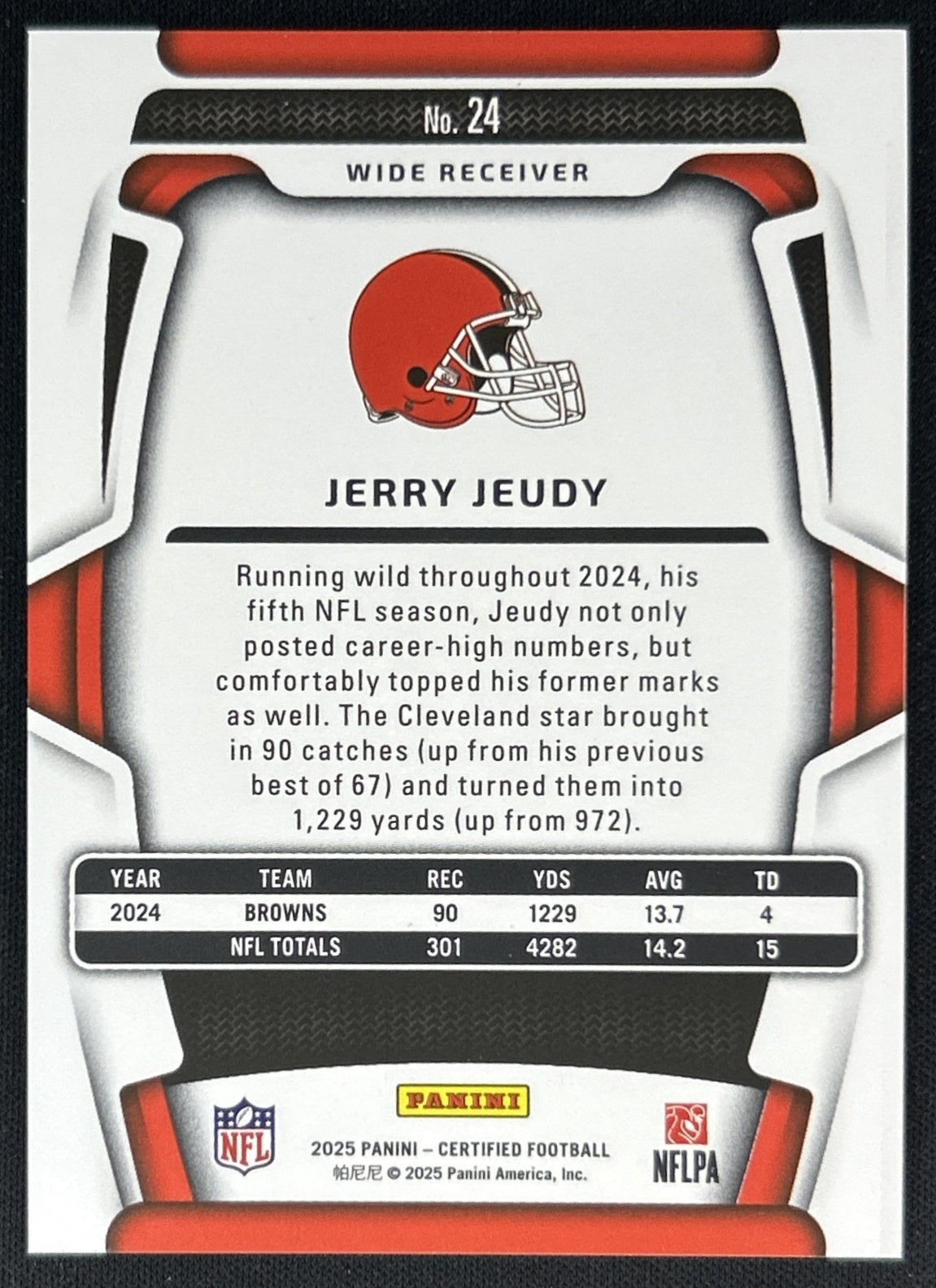 Jerry Jeudy 2025 Panini Certified Mirror Red /99 Browns back