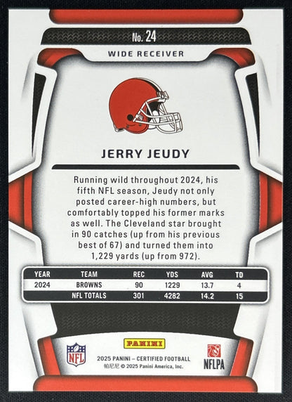 Jerry Jeudy 2025 Panini Certified Mirror Red /99 Browns back