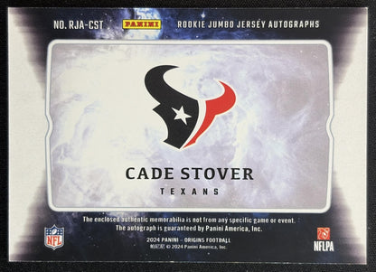 Cade Stover 2024 Panini Origins Rookie Jumbo Jersey Auto Texans back