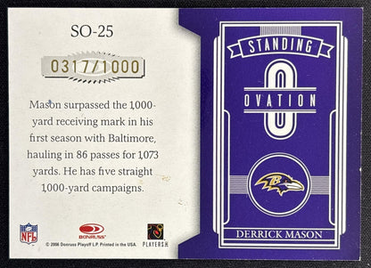 Derrick Mason 2006 Leaf Rookies & Stars Standing Ovation Red /1000 Sports Trading Cards