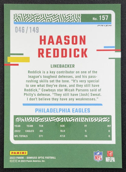 Haason Reddick 2023 Panini Donruss Optic Flex Emoji Prizm /149 Eagles