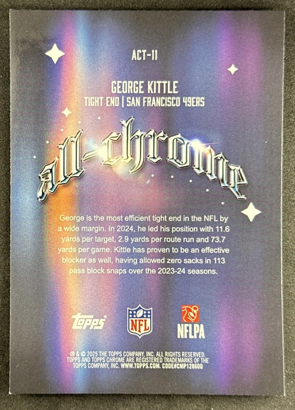George Kittle 2025 Topps Chrome All Team 49ers Sports Trading Cards