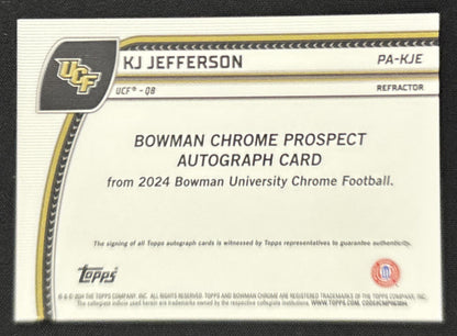 KJ Jefferson 2024 Bowman Chrome University Prospect Auto Refractor /299