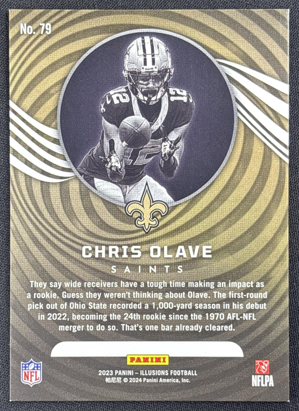 Chris Olave 2023 Panini Illusions Black Ice Trophy Collection /99 Saints