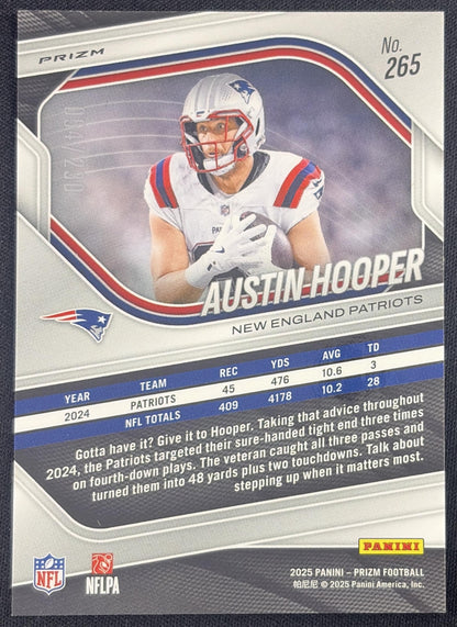 Austin Hooper 2025 Panini Prizm Blue Wave /230 Patriots