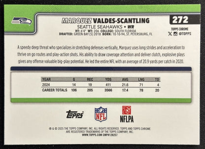 Marquez Valdes-Scantling 2025 Topps Chrome Seahawks Sports Trading Cards