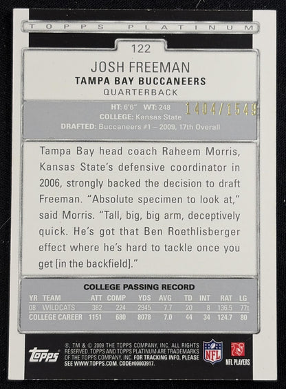 Josh Freeman 2009 Topps Platinum Rookie Variation /1549 Buccaneers Sports Trading Card