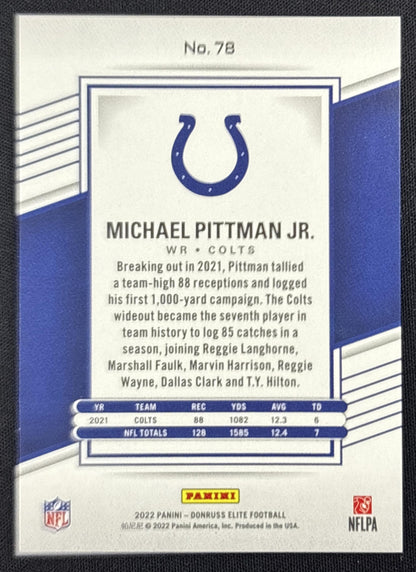Michael Pittman Jr. 2022 Panini Donruss Elite Orange /49 Colts Sports Trading Card