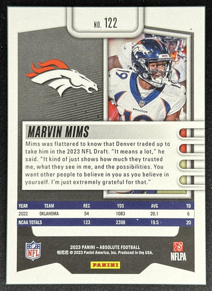 Marvin Mims 2023 Panini Absolute Orange Mosaic /299 Broncos