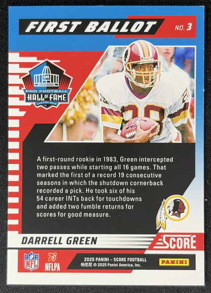 Darrell Green 2025 Panini Score First Ballot Redskins Back