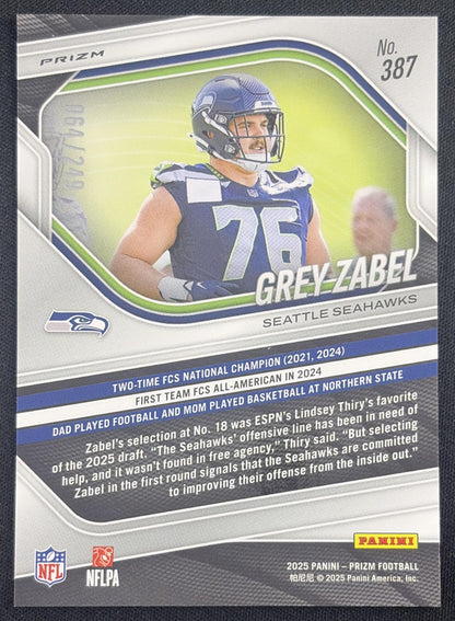Grey Zabel 2025 Panini Prizm Orange /249 Seahawks