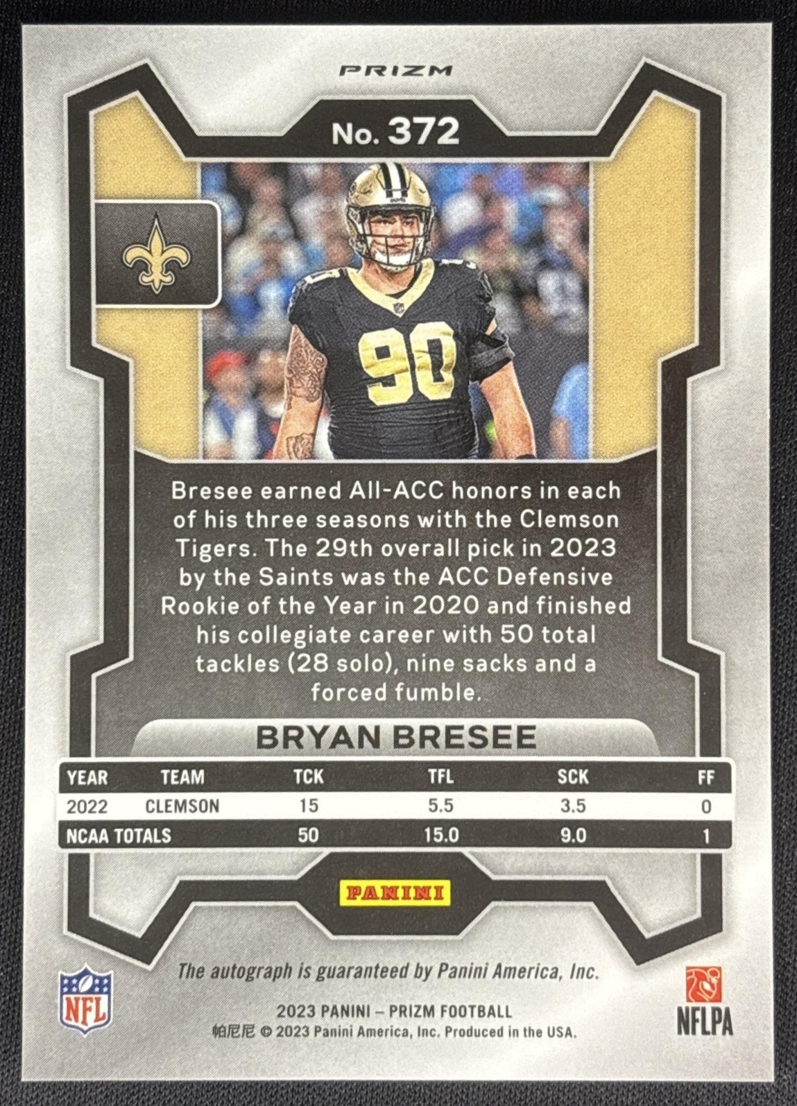 Bryan Bresee 2023 Panini Prizm Rookie Auto Pink Saints Sports Trading Cards