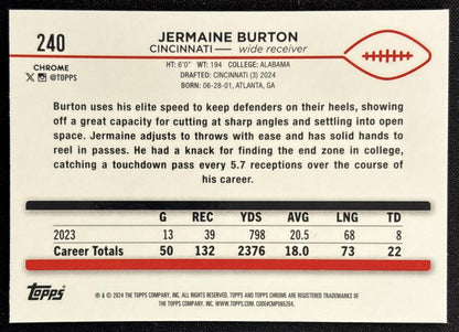 Jermaine Burton 2024 Topps Chrome Sepia Refractor Bengals back