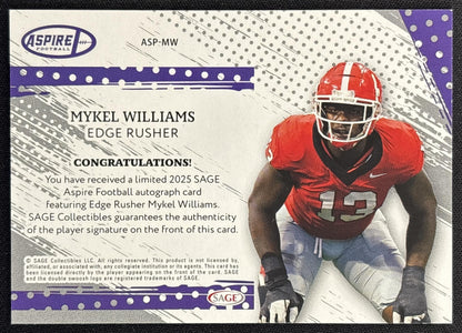 Mykel Williams 2025 Aspire Auto /10 49ers back