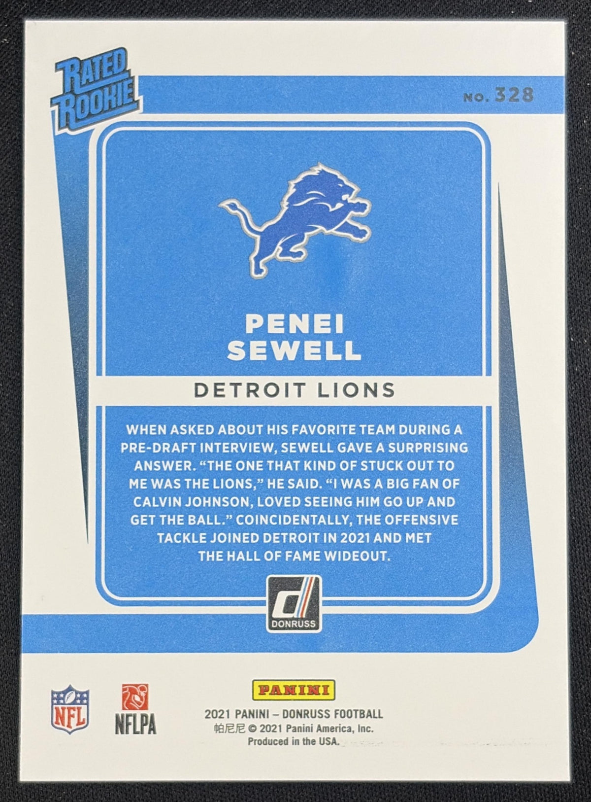 Penei Sewell 2021 Panini Donruss Press Proof Premium Lions