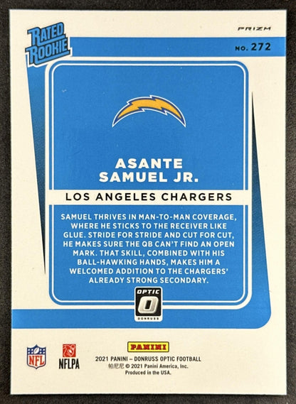 Asante Samuel Jr. 2021 Panini Donruss Optic Bronze Chargers Sports Trading Card