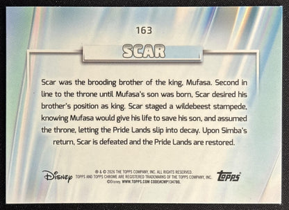 Scar 2026 Topps Chrome Disney The Lion King back