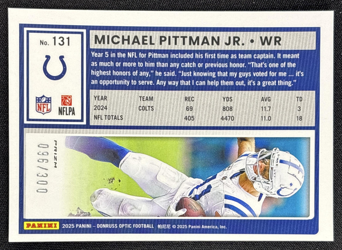 Michael Pittman Jr. 2025 Panini Donruss Optic Wave Prizm /300 Colts