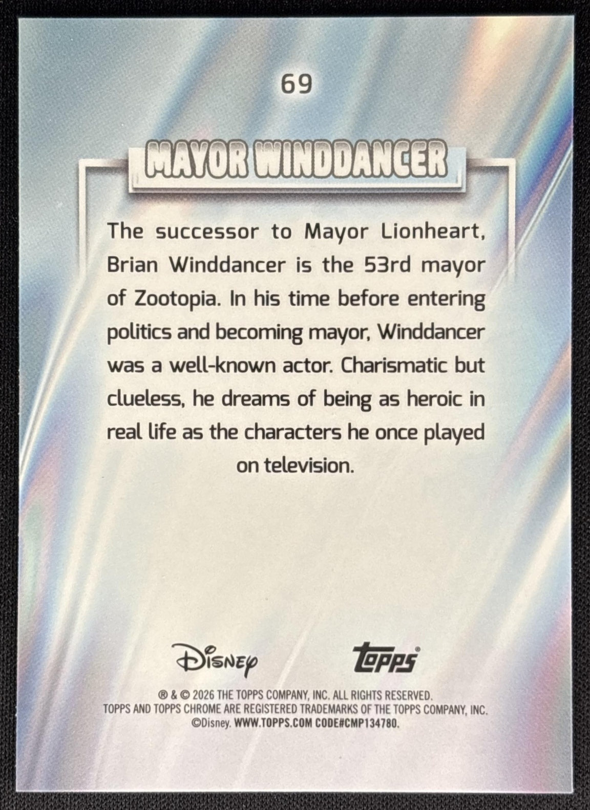 Mayor Winddancer 2026 Topps Chrome Disney Zootopia 2 back