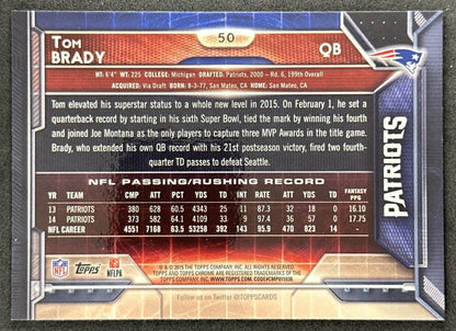 Tom Brady 2015 Topps Chrome Patriots Back