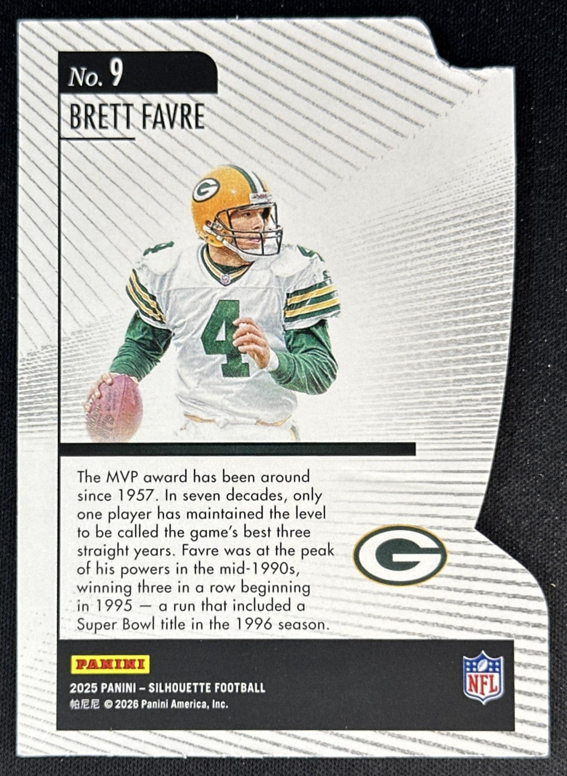 Brett Favre 2025 Panini Silhouette Hand Crafted MVP Packers