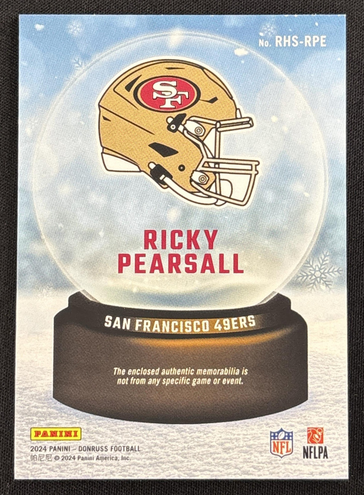 Ricky Pearsall 2024 Panini Donruss Rookie Holiday Sweater 49ers #1