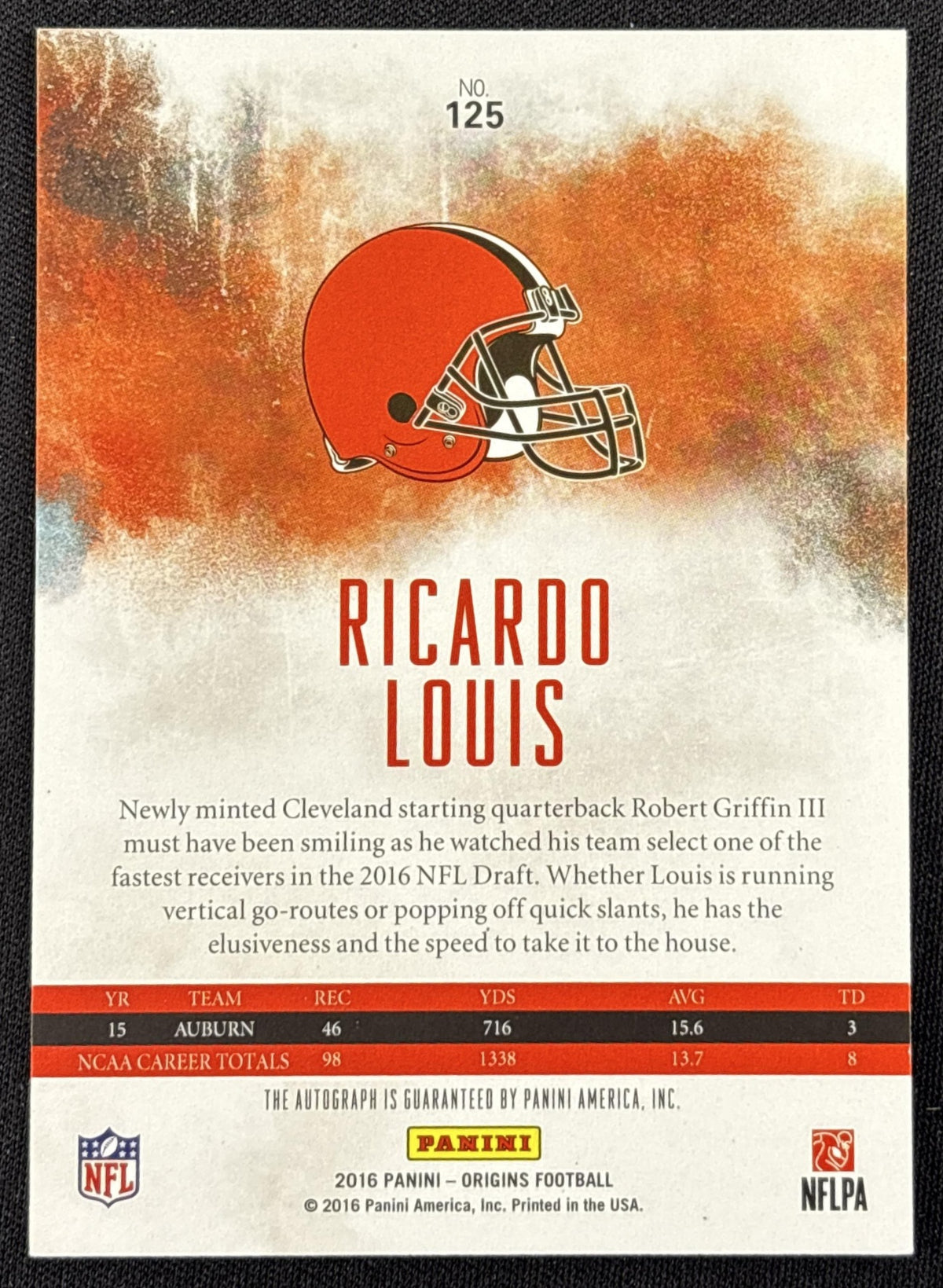 Ricardo Louis 2016 Panini Origins Rookie Auto Browns