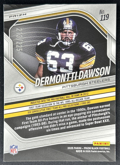 Dermontti Dawson 2025 Panini Prizm Black Football /225 Steelers