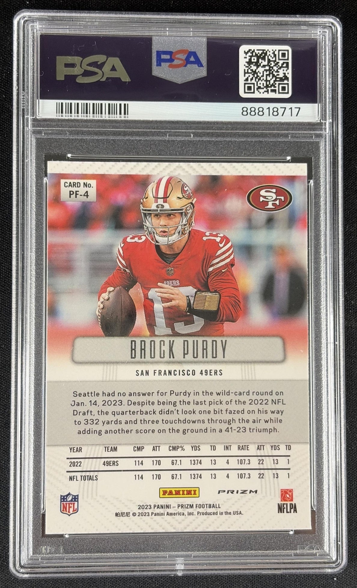 Brock Purdy 2023 Panini Prizm Flashback Prizms Silver PSA 10 49ers