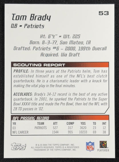 Tom Brady 2004 Topps Draft Picks & Prospects Patriots