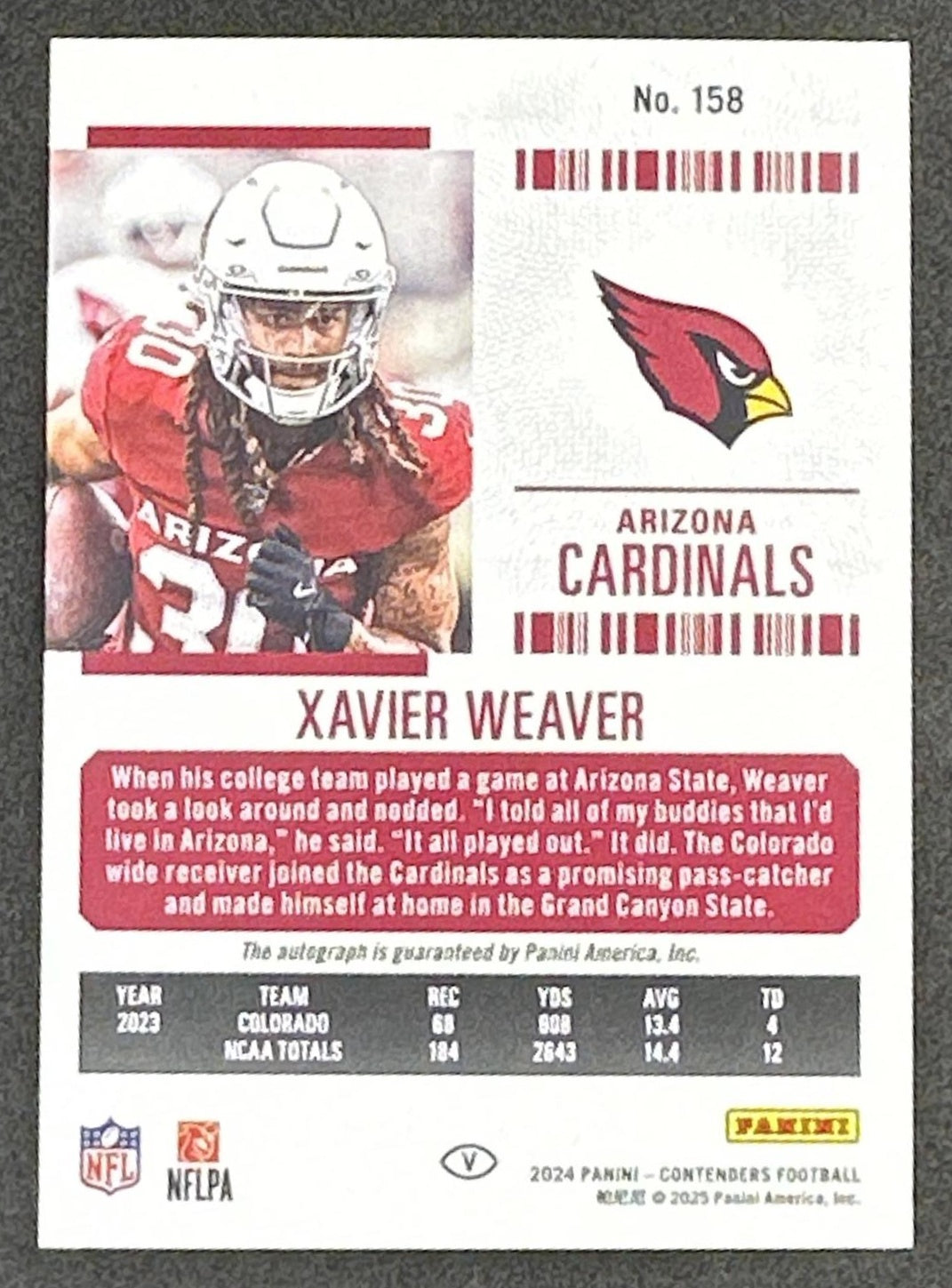 Xavier Weaver 2024 Panini Contenders Rookie Ticket Auto Cracked Ice /25 Cardinals