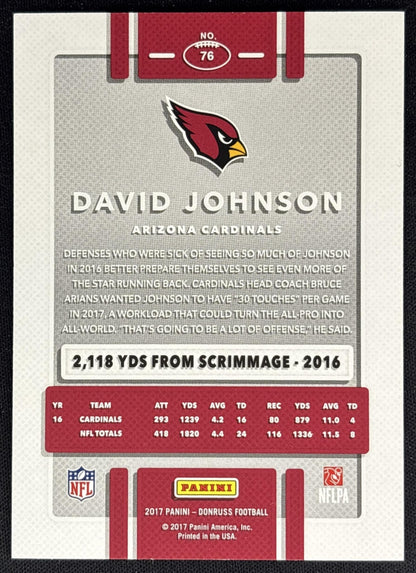 David Johnson 2017 Panini Donruss Stat Line Season /400 Cardinals back