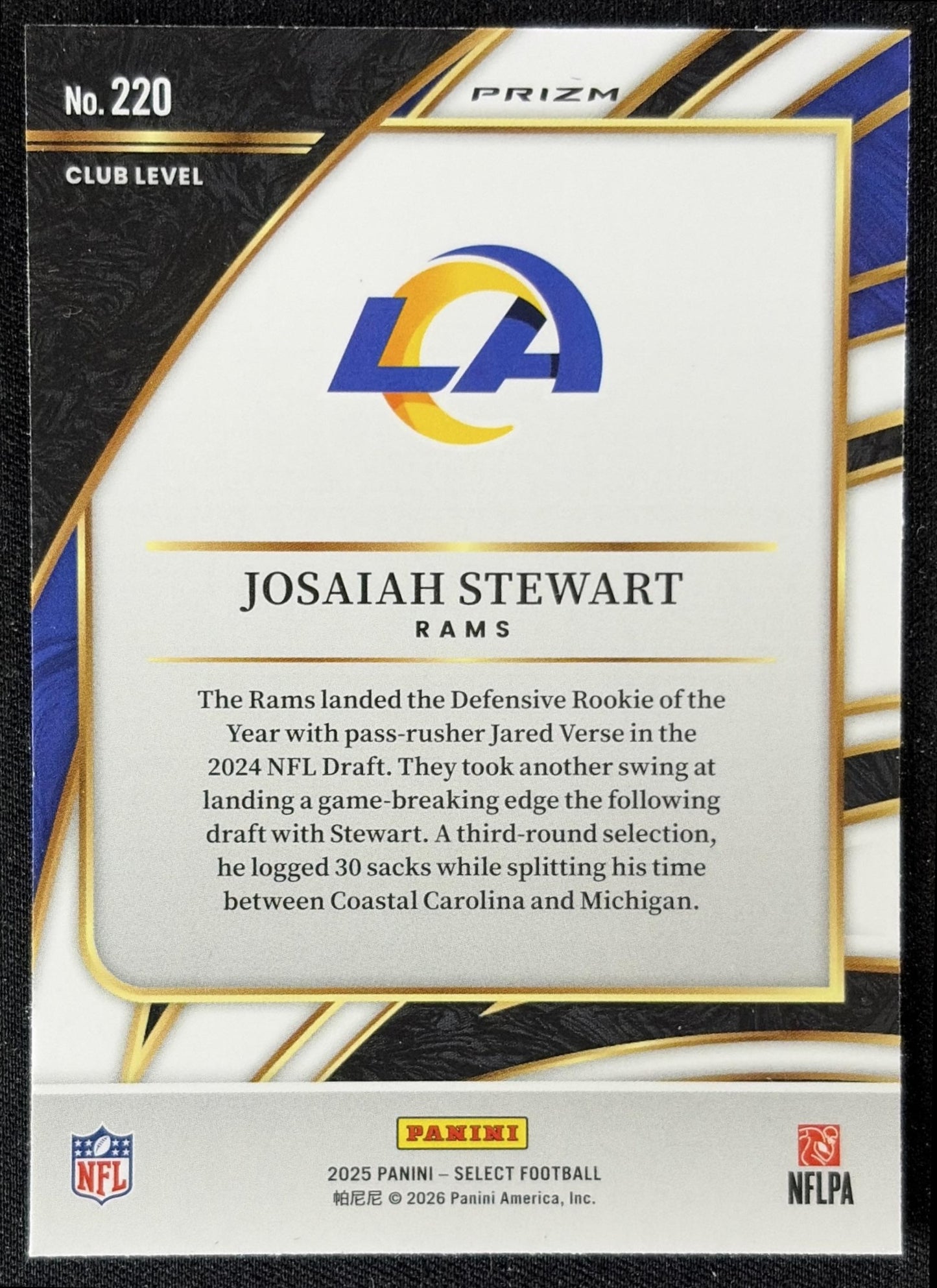 Josaiah Stewart 2025 Panini Select Club Level Silver Prizm Rams