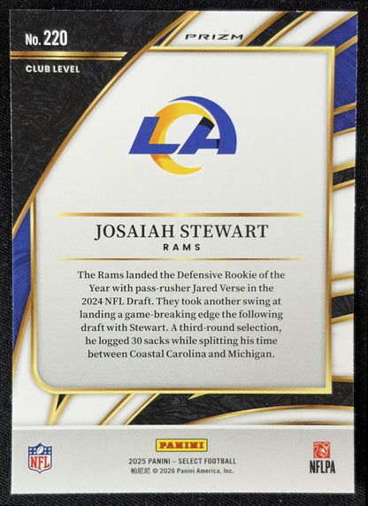 Josaiah Stewart 2025 Panini Select Club Level Silver Prizm Rams
