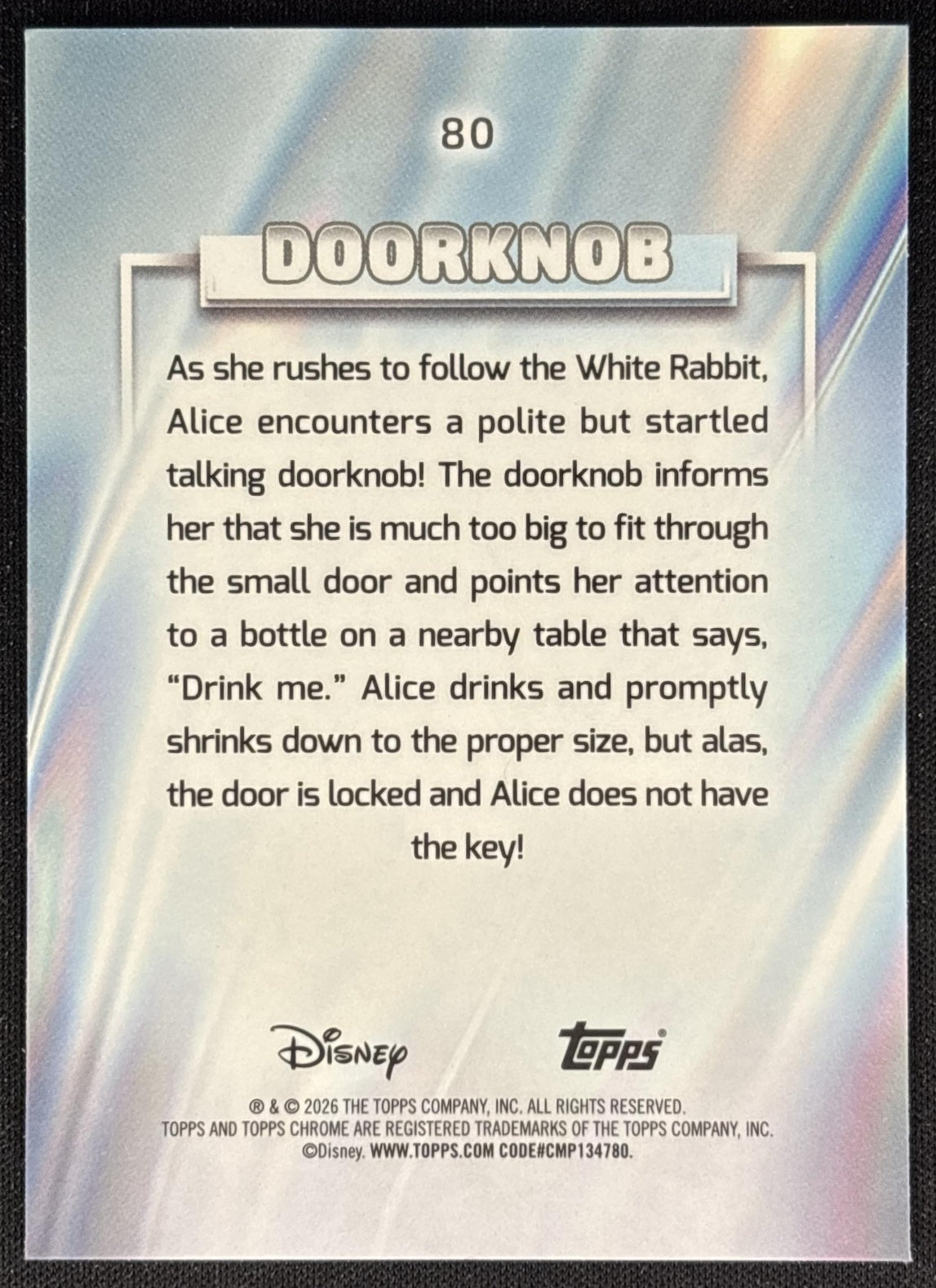 Doorknob 2026 Topps Chrome Disney Alice in Wonderland back