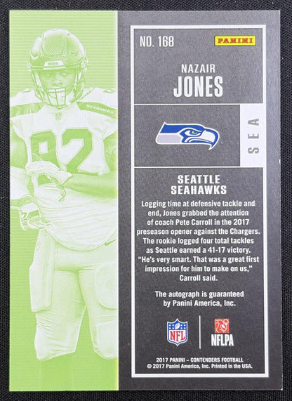 Nazair Jones 2017 Panini Contenders Rookie Ticket Auto Seahawks