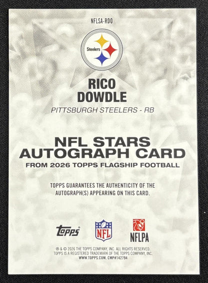 Rico Dowdle 2026 Topps NFL Stars Auto Gold Foil /50 Steelers