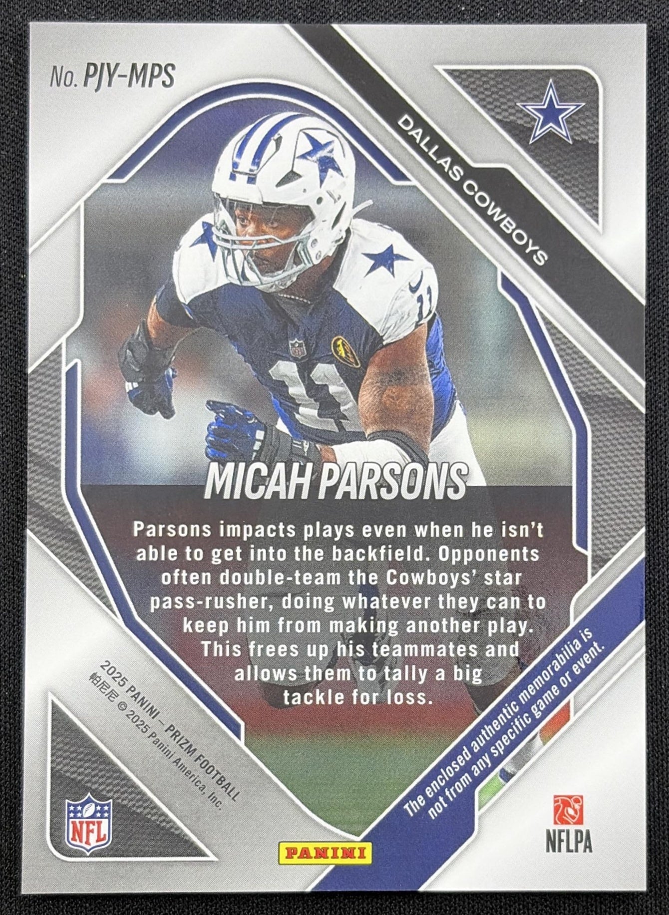Micah Parsons 2025 Panini Prizm Premier Jerseys Pink Cowboys