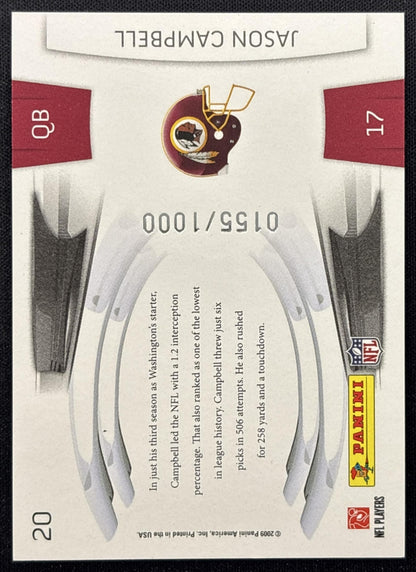 Jason Campbell 2009 Panini Playoff Prestige Prestigious Pros Blue /1000 Redskins back