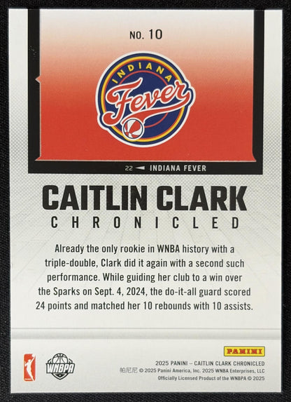 Caitlin Clark 2025 Panini Chronicled WNBA Holo Fever 10